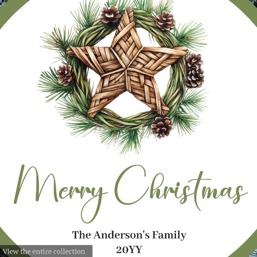 Rustic Boho Christmas Tree in Botanical Style  Papieren Bordje