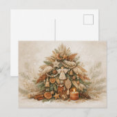 Rustic Boho Christmas Tree with Natural Ornaments Feestdagenkaart (Voorkant / Achterkant)