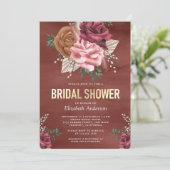 Rustic Boho Cinnamon Roos Floral Vrijgezellenfeest Kaart (Staand voorkant)