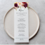Rustic Boho Colorful Floral Dinner Menu<br><div class="desc">Deze roestkleurige floral diner menukaart is perfect voor een moderne bruiloft. Het ontwerp is voorzien van roze, paarse, rode en bogundy waterverf pinda's die zich groepeert in elegante bouquets met groen bladeren, die de natuur inspireren. Dit menu kan worden gebruikt voor een trouwreceptie, een repetitief diner, een vrijgezellenfeest of een...</div>