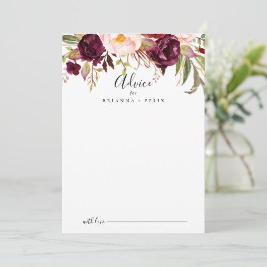 Rustic Boho Colorful Floral Wedding Advieskaart (Staand voorkant)