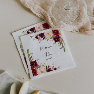 Rustic Boho Colorful Floral Wedding Napkin Servet
