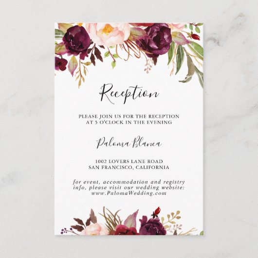 Rustic Boho Colorful Floral Wedding Reception Informatiekaartje (Voorkant)
