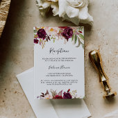 Rustic Boho Colorful Floral Wedding Reception Informatiekaartje