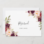 Rustic Boho Colorful Floral Wedding Reserved Sign (Achterkant)