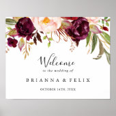 Rustic Boho Colorful Floral Wedding Welcome Sign Poster (Voorkant)