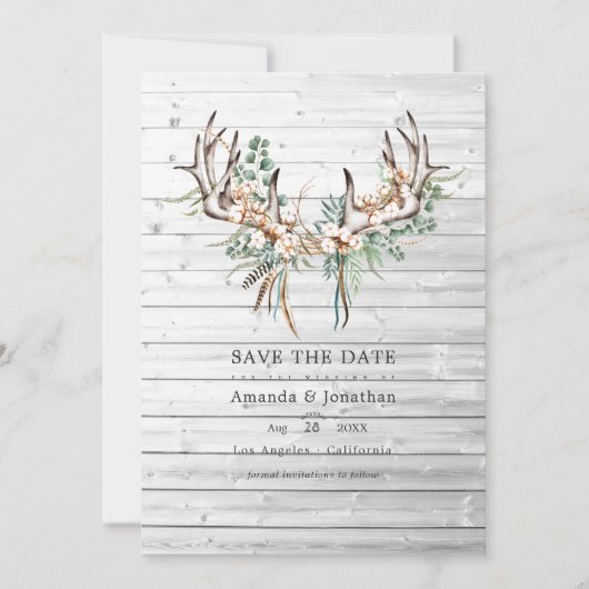 Rustic Boho Cotton and Eucalyptus Bohemian Wedding Save The Date (Voorkant)