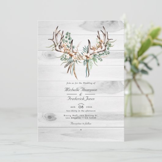 Rustic Boho Cotton and Eucalyptus QR Code Weddensc Kaart (Staand voorkant)