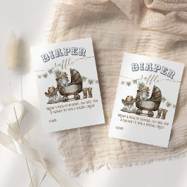 Rustic Boho Country Boy Shower diaper raffle Informatiekaartje