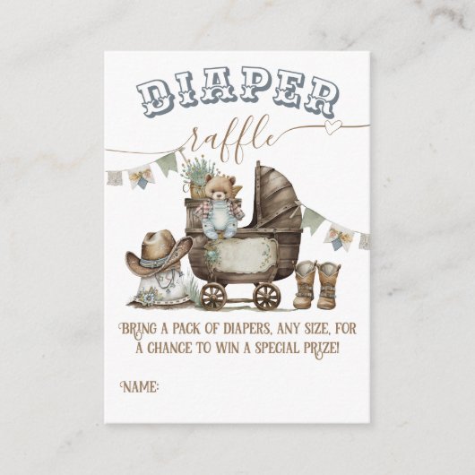 Rustic Boho Country Boy Shower diaper raffle Informatiekaartje (Voorkant)