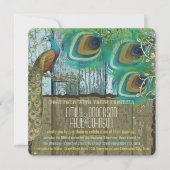 Rustic Boho Country Peacock  Old Barn Wood Kaart (Voorkant)