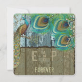 Rustic Boho Country Peacock  Old Barn Wood Kaart (Achterkant)