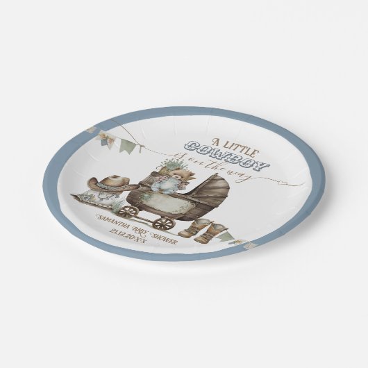 Rustic Boho Country Wild West Boy Shower Papieren Bordje (Gekanteld)
