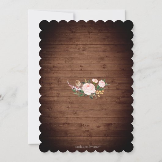 Rustic Boho Cowgirl Floral Boots Birthday Party Kaart (Achterkant)