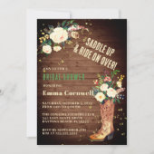 Rustic Boho Cowgirl Floral Boots Vrijgezellenfeest Kaart (Voorkant)
