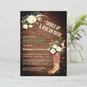 Rustic Boho Cowgirl Floral Boots Vrijgezellenfeest Kaart (Staand voorkant)