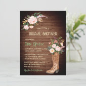 Rustic Boho Cowgirl Floral Boots Vrijgezellenfeest Kaart (Staand voorkant)