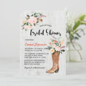 Rustic Boho Cowgirl Floral Boots Vrijgezellenfeest Kaart (Staand voorkant)