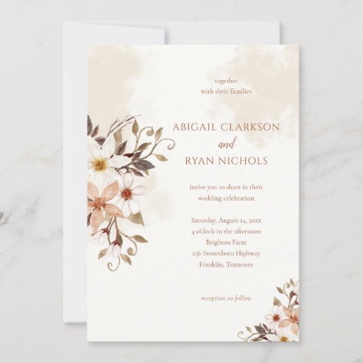 Rustic Boho Daisy Wedding Kaart (Voorkant)