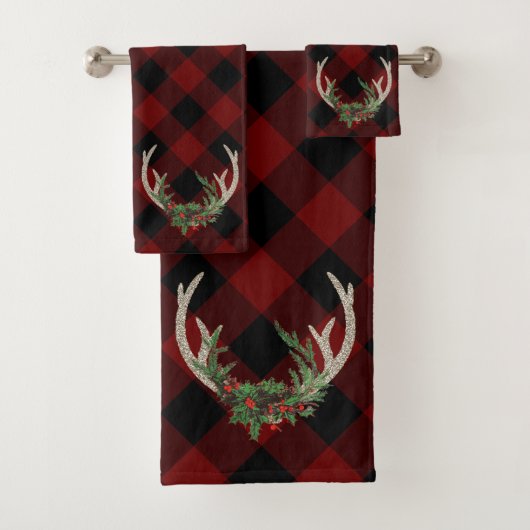 Rustic Boho Deer Antlers | kersttouw Bad Handdoek (Insitu)