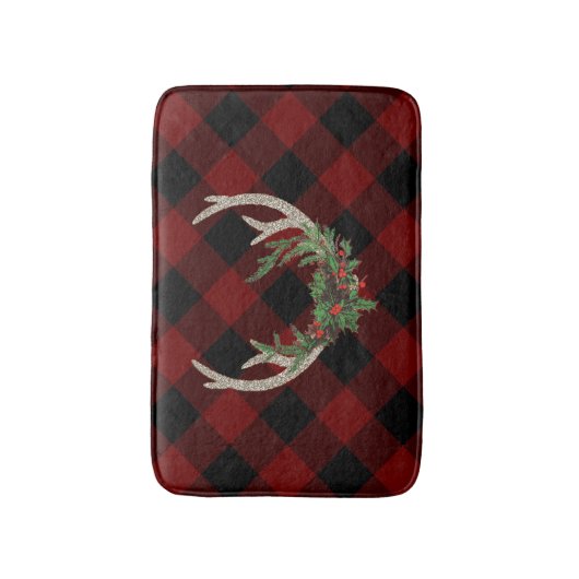 Rustic Boho Deer Antlers | kersttouw Badmat (Voorkant Verticaal)