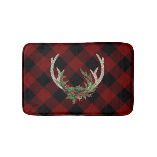 Rustic Boho Deer Antlers | kersttouw Badmat (Voorkant)