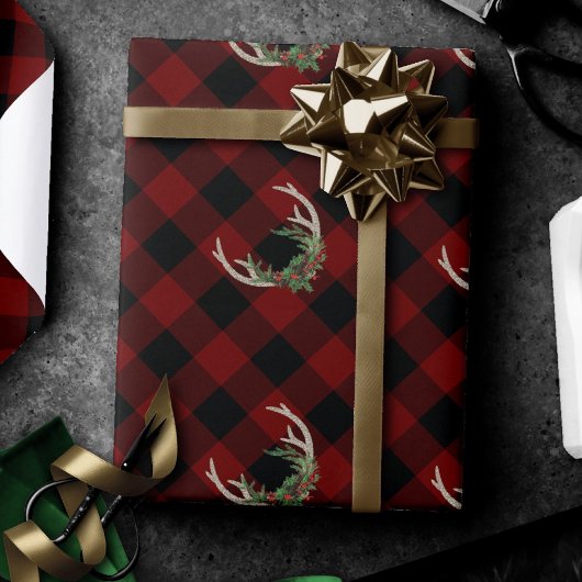 Rustic Boho Deer Antlers | kersttouw Cadeaupapier