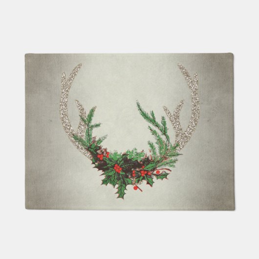 Rustic Boho Deer Antlers | kersttouw Deurmat (Voorkant)