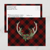 Rustic Boho Deer Antlers | kersttouw Feestdagenkaart (Voorkant / Achterkant)