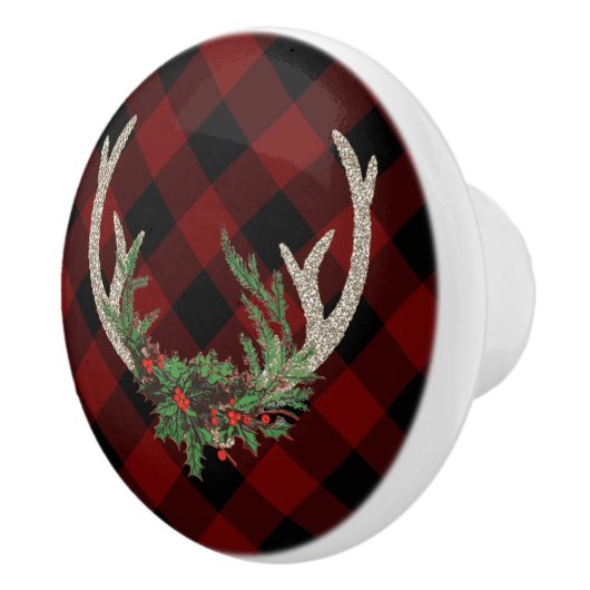 Rustic Boho Deer Antlers | kersttouw Keramische Knop (Rechts)