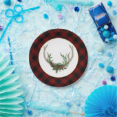 Rustic Boho Deer Antlers | kersttouw Papieren Bordje (Feest)