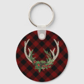 Rustic Boho Deer Antlers | kersttouw Sleutelhanger (Voorkant)