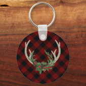 Rustic Boho Deer Antlers | kersttouw Sleutelhanger (Voorkant)