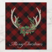 Rustic Boho Deer Antlers | kersttouw Wijn Etiket (Enkel label)