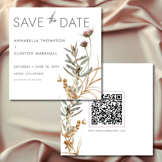 Rustic Boho Delicate Fall Wildflower Wedding Save The Date