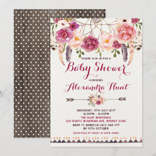 Rustic Boho Dreamcatcher Baby shower Uitnodiging