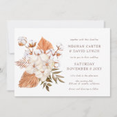 Rustic Boho Dried Palm Cotton Tropical Wedding Kaart (Voorkant)