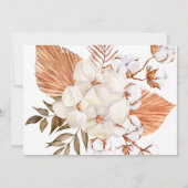 Rustic Boho Dried Palm Cotton Tropical Wedding Kaart (Achterkant)