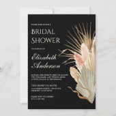 Rustic Boho Dried Palm Pampas Black Vrijgezellenfe Kaart (Voorkant)