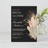 Rustic Boho Dried Palm Pampas Black Vrijgezellenfe Kaart (Staand voorkant)