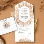 Rustic Boho Dried Pampas Grass Hex Lijst Wedding All In One Uitnodiging