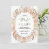 Rustic Boho Dried Pampas Grass Oval Lijst Wedding Kaart (Staand voorkant)