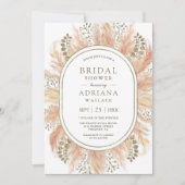 Rustic Boho Dried Pampas Grass Oval Vrijgezellenfe Kaart (Voorkant)