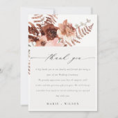 Rustic Boho Dried Rust Blush Fern Orchid Wedding Bedankkaart (Voorkant)