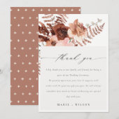 Rustic Boho Dried Rust Blush Fern Orchid Wedding Bedankkaart (Voorkant / Achterkant)