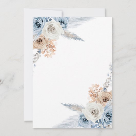 Rustic Boho Dusty Blue Floral Wedding Kaart (Achterkant)