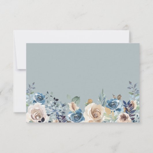 Rustic Boho Dusty Blue Floral Wedding RSVP Kaartje (Achterkant)
