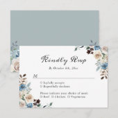 Rustic Boho Dusty Blue Floral Wedding RSVP Kaartje (Voorkant / Achterkant)