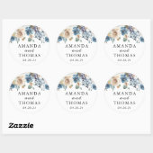 Rustic Boho Dusty Blue Green Floral Wedding Ronde Sticker (Vel)