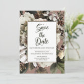 Rustic Boho Dusty Pink Floral Bouquet Save The Date (Staand voorkant)